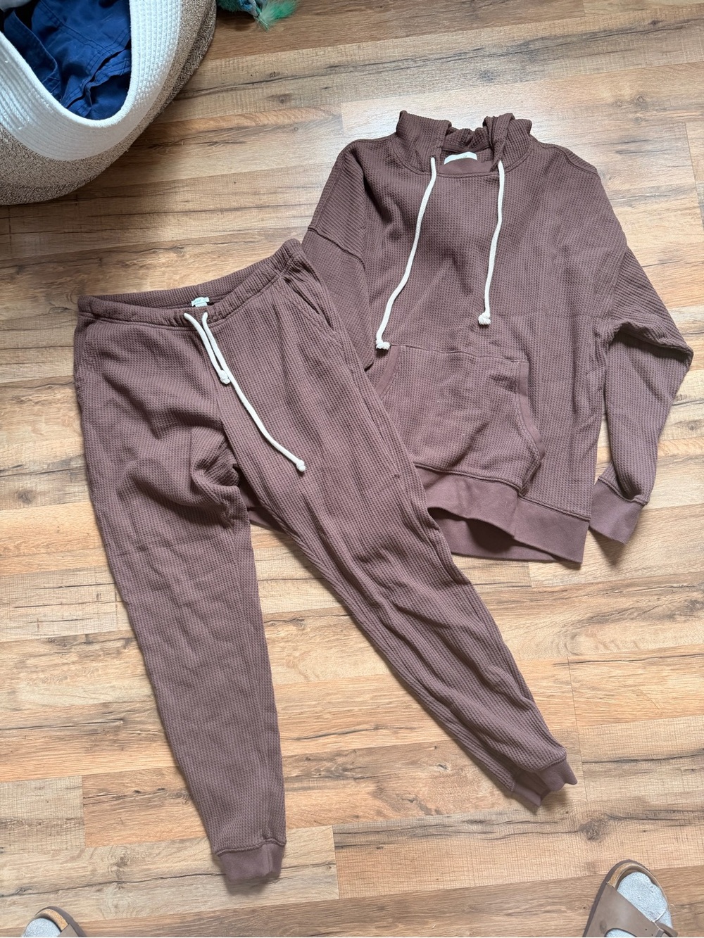 Aerie Women's Cozy Ribbed Lounge Set - Mauve Sweatshirt & Joggers